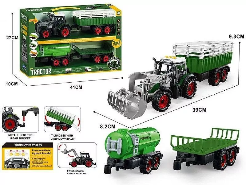 Traktor z przyczepą 41x27x10cm - tantis.pl