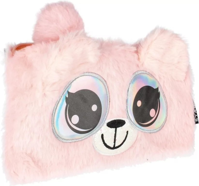 Saszetka pluszowa Big eyes różowa 20x11cm - tantis.pl