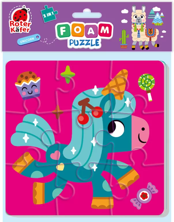 Piankowe puzzle 2w1. Jednorożec i lama - tantis.pl