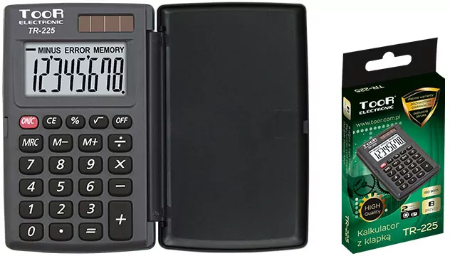 Kalkulator kieszonkowy 8-pozycyjny z klapką TOOR - tantis.pl