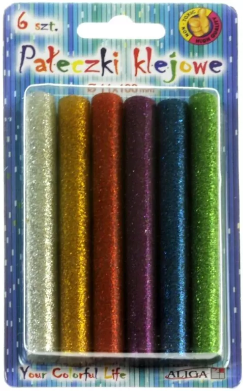Klej do pistoletu na gorąco brokat 11x100mm 6szt - tantis.pl