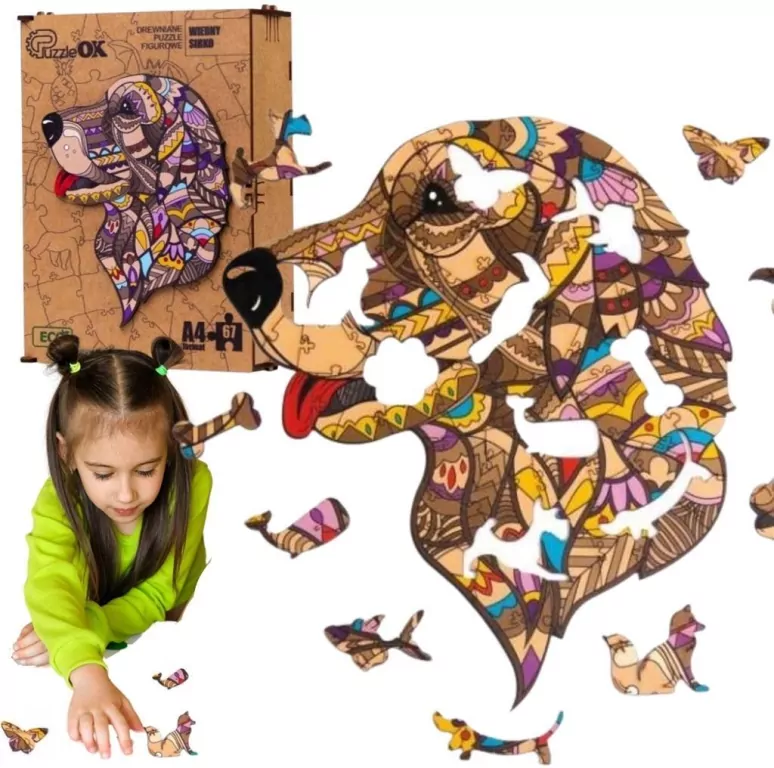 Puzzle drewniane eko 67 Wierny Sirko A4 - tantis.pl