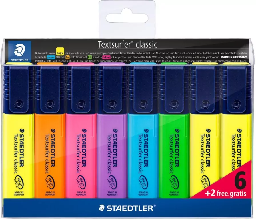 Zakreślacze Textsurfer 6 kolorów + 2 STAEDTLER - tantis.pl