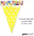 Girlanda flagi w kropki żółta 27.5cmx6m - tantis.pl