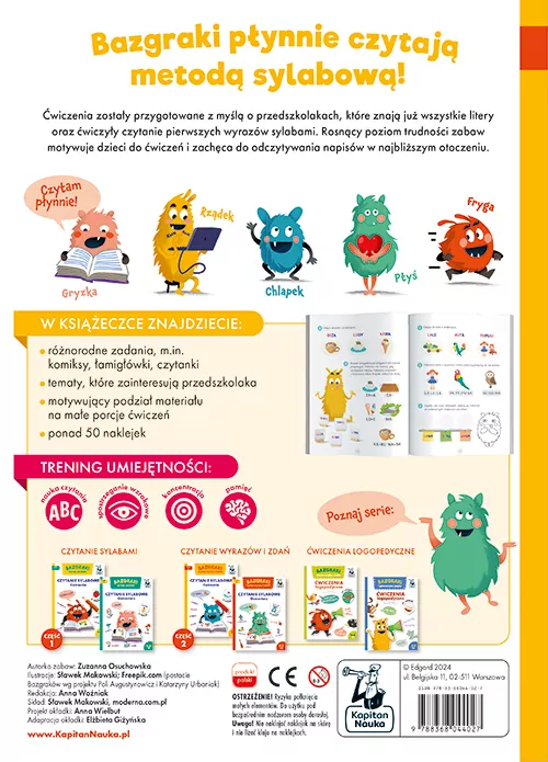 Bazgraki czytają wyrazy i zdania. Czytanie sylabowe. Ćwiczenia - tantis.pl