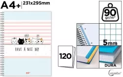 Notatnik A4+/120K kołowy kratka kotki