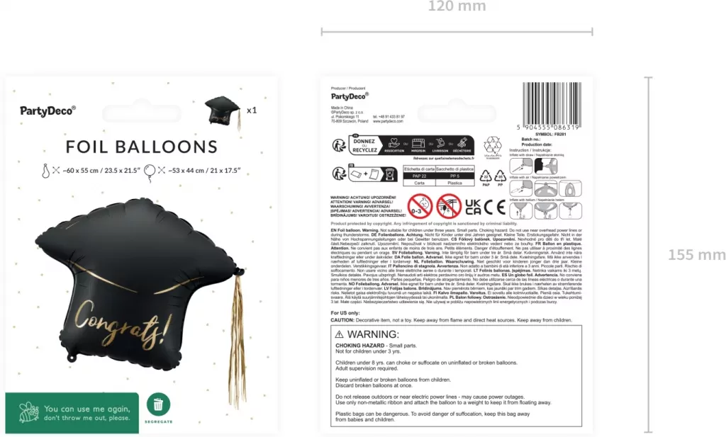 Balon foliowy Czapka Congrats! 60x55cm - tantis.pl