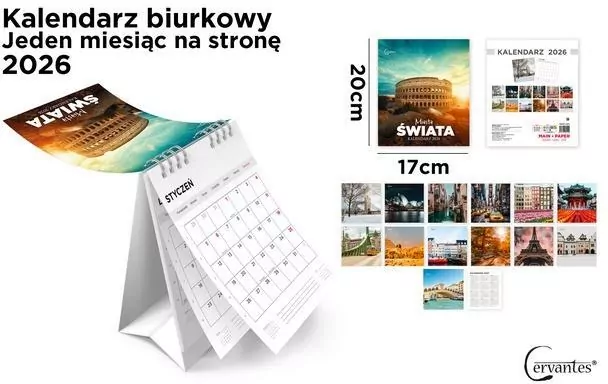 Kalendarz 2026 biurkowy 17x20cm Miasta świata - tantis.pl
