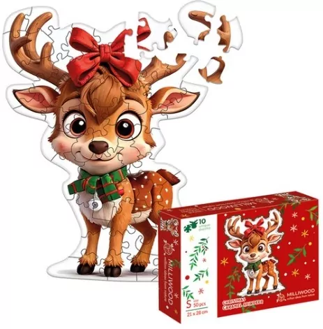 Puzzle drewniane 50 Christmas Reniferek - tantis.pl