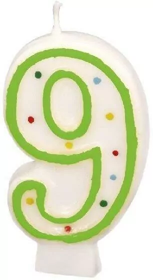 Świeczka cyferka 9 kropki 7,3cm - tantis.pl
