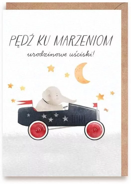 Kartka urodzinowa Słonik, eko koperta - tantis.pl