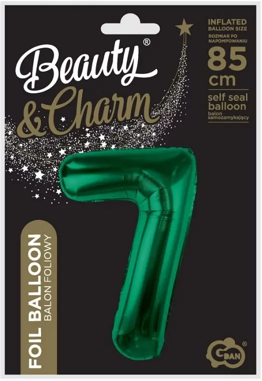 Balon foliowy. Cyfra 7. Zieleń butelkowa 85cm - tantis.pl