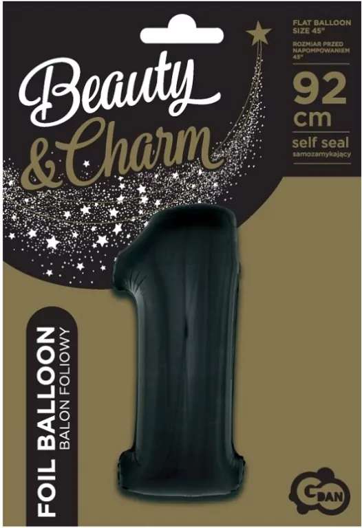 Balon foliowy B&C cyfra 1 czarna 92cm - tantis.pl