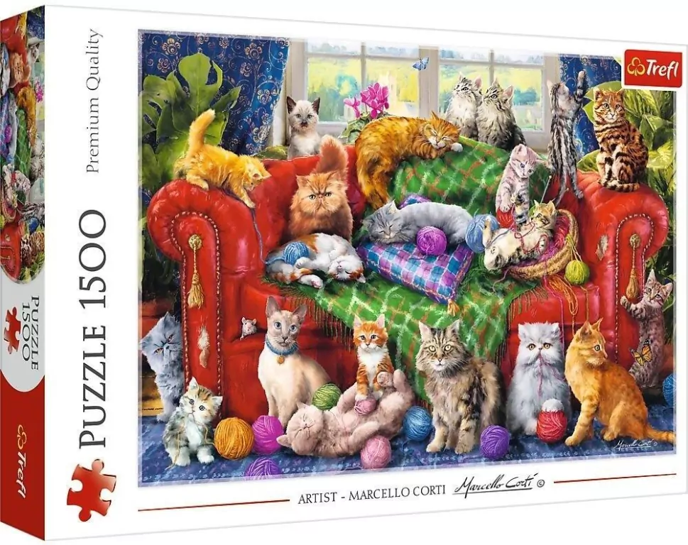 Trefl. Puzzle 1500 Kociaki na sofie - tantis.pl