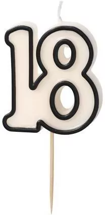 Świeczka urodzinowa liczba 18 biało-czarny 5,5cm - tantis.pl