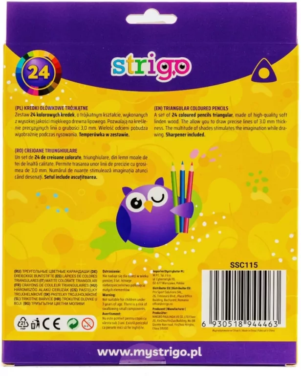 Kredki ołówkowe trójkątne 24 kolory - tantis.pl