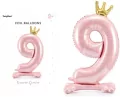 Stojący balon foliowy cyfra 9 84cm jasny róż - tantis.pl
