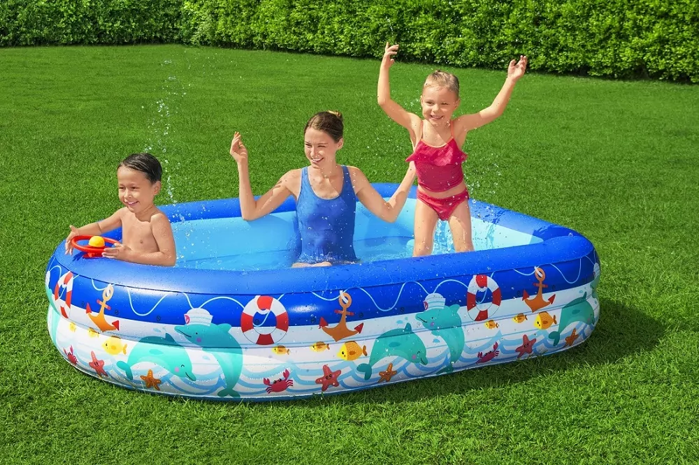Basen dmuchany familijny z daszkiem Morski Kapitan 2.13m x 1.55m x 1.32m - tantis.pl