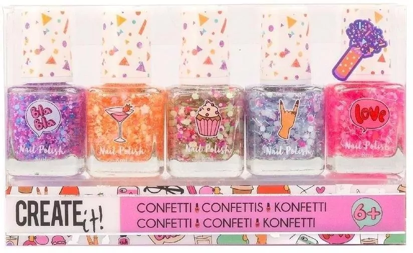Lakier do paznokci dla dzieci. Confetti 5 szt. - tantis.pl