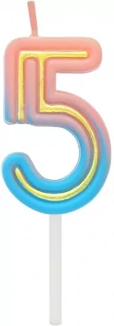 Świeczka B&C cyferka 5 neon - tantis.pl