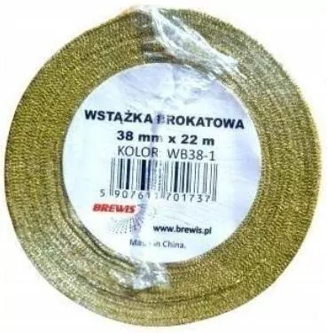Wstążka brokatowa złota 38mmx22m - tantis.pl