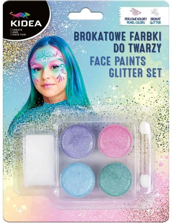 Farbki do twarzy brokatowe 4 kolory - tantis.pl
