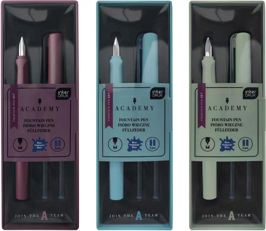 Zestaw pióro wieczne + 2 naboje w etui Academy mix - tantis.pl