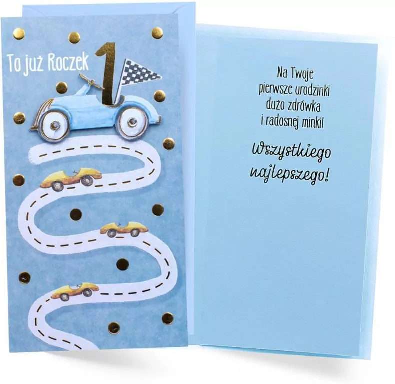 Karnet Urodziny Roczek autko - tantis.pl