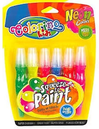 Farby Colorino Kids w tubach z pędzelkiem. Neonowe 6 kolorów - tantis.pl