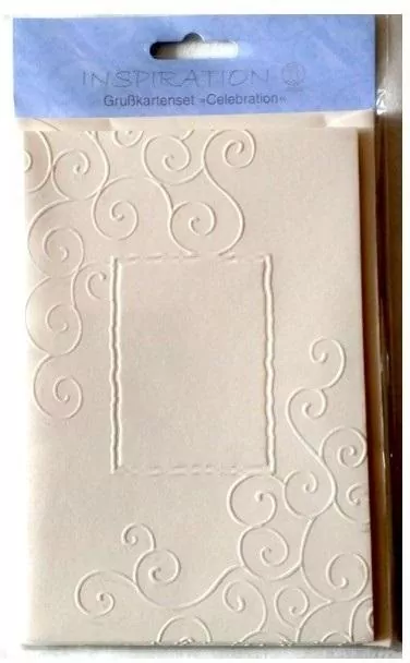Karty tłoczone + koperty ornament creme 03 5szt - tantis.pl