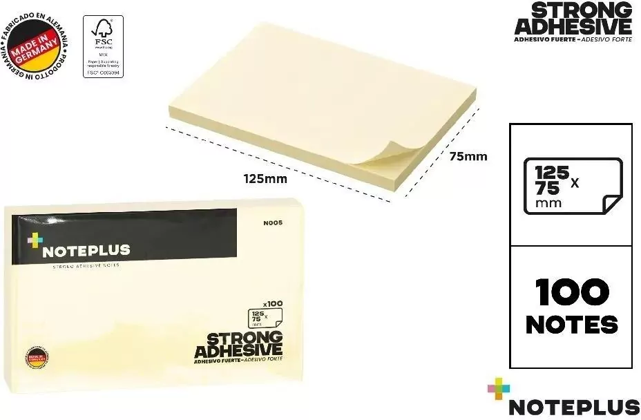 Karteczki samoprzylepne 125x75mm 100K żółte - tantis.pl