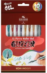 Długopisy żelowe brokat 10 kolorów