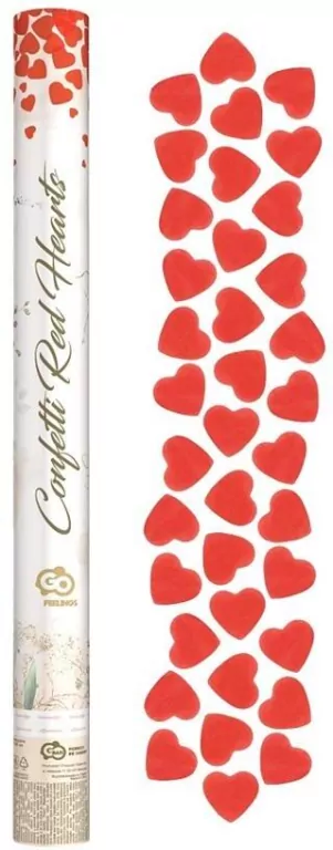 Konfetti pneumatyczne, papier, serca czerwone 60cm - tantis.pl