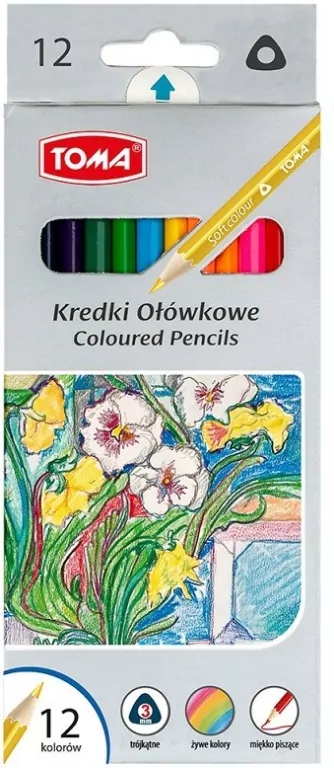 Kredki ołówkowe trójkątne 12 kolorów - tantis.pl