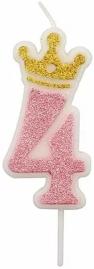 Świeczka 4 różowa 6,8cm PARTY GO - tantis.pl