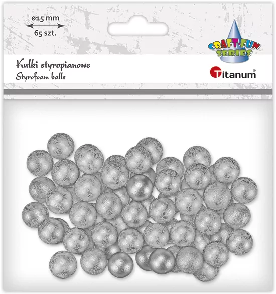 Kulki styropianowe 15mm 65szt srebrne - tantis.pl