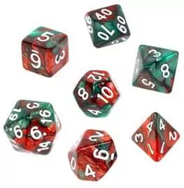 Komplet kości REBEL RPG - Dwukolorowe - Czerwono-zielone - tantis.pl