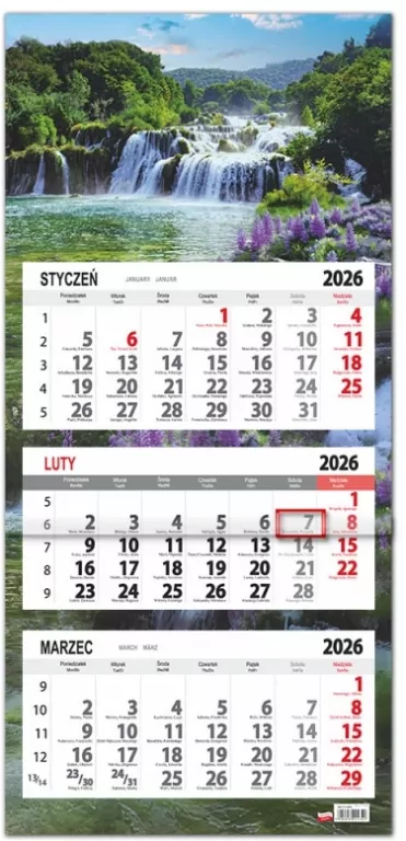 Kalendarz 2026 trójdzielny płaska główka Łubin - tantis.pl