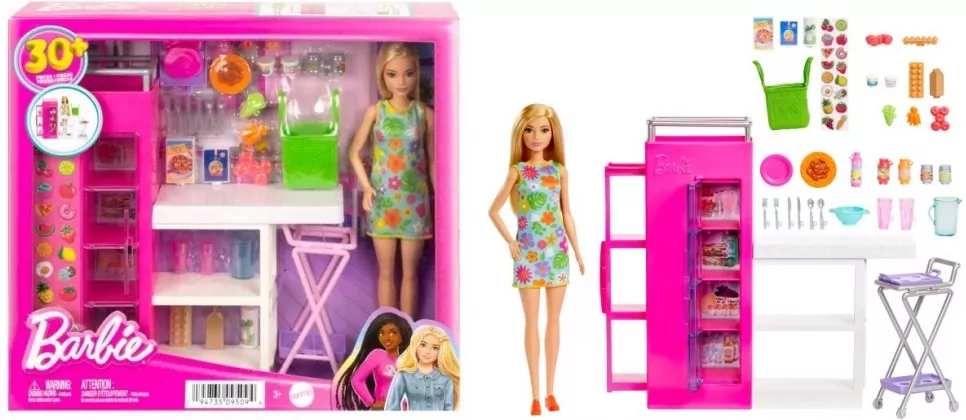 Mattel. Barbie Spiżarnia + Lalka HJV38 - tantis.pl