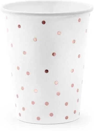 Kubeczki Kropki białe 260ml 6szt - tantis.pl
