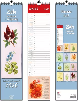 Kalendarz 2026 paskowy 13 planszowy Zioła