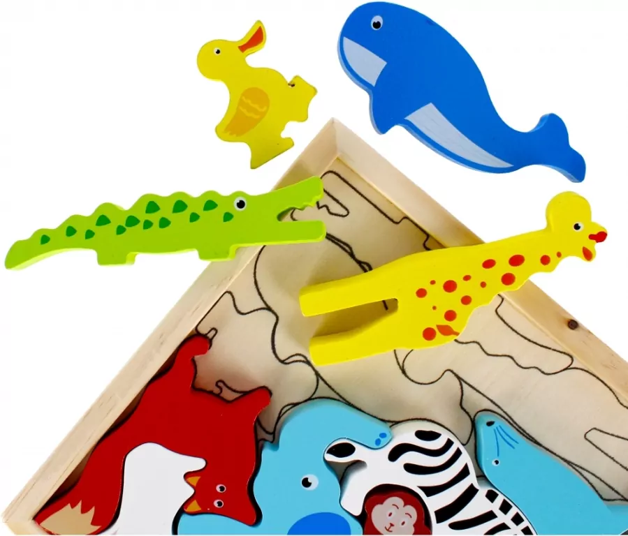 Układanka drewniana zwierzęta 12 elementów - tantis.pl