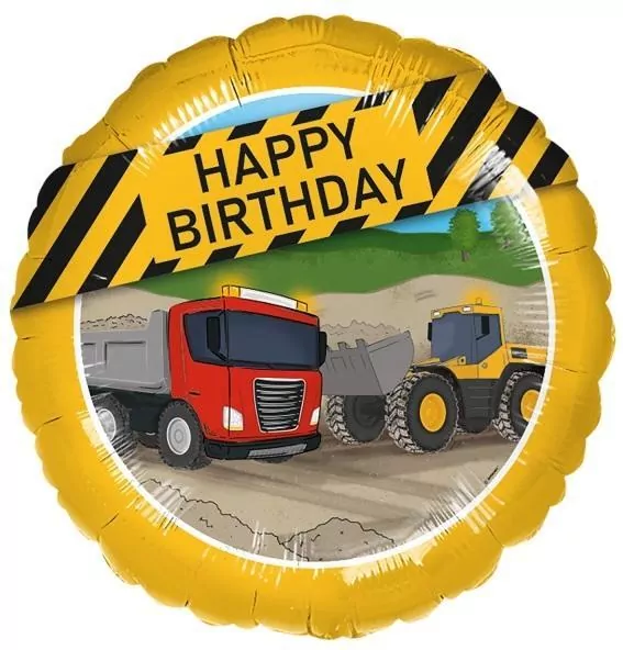 Balon foliowy maszyny budowlane Happy Birthday - tantis.pl