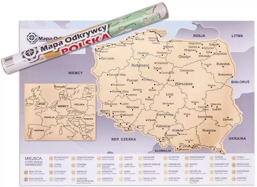 Mapa Odkrywcy Polska, ulepszona zdrapka - tantis.pl