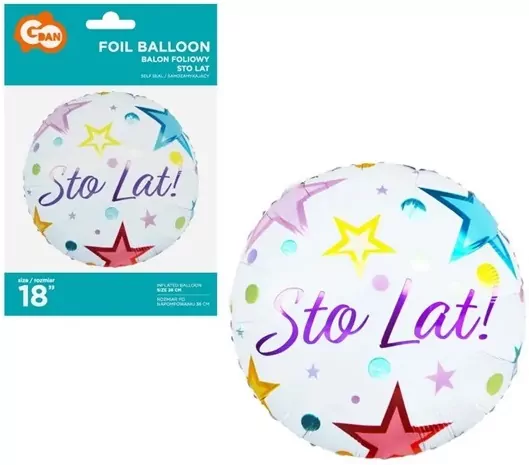 Balon foliowy Sto Lat 46cm - tantis.pl