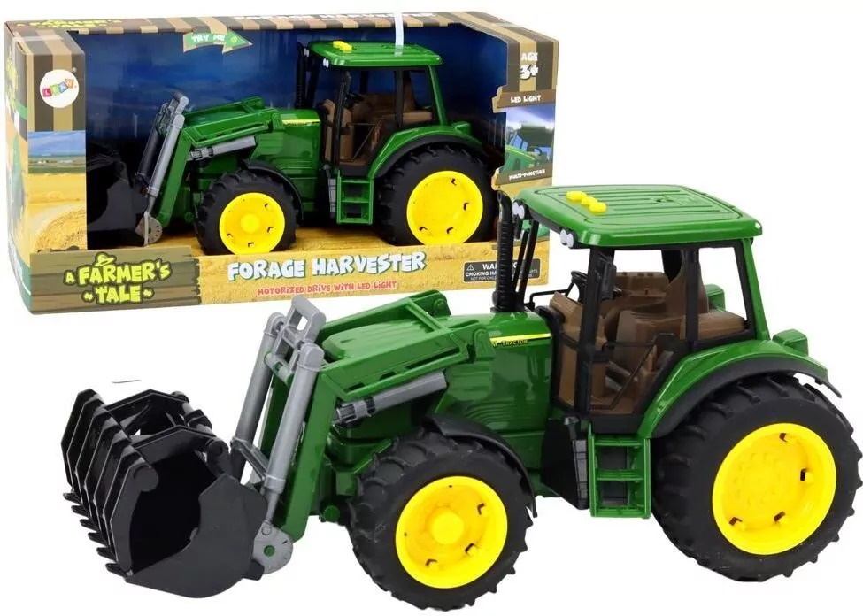 Traktor z koparką światła dźwięk zielony - tantis.pl