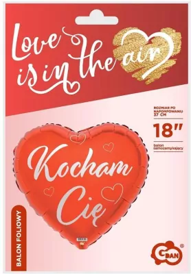 Balon foliowy Kocham Cię czerwone serce