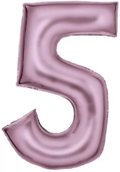 Balon foliowy cyfra 5 satynowa pastelowy róż 86cm - tantis.pl