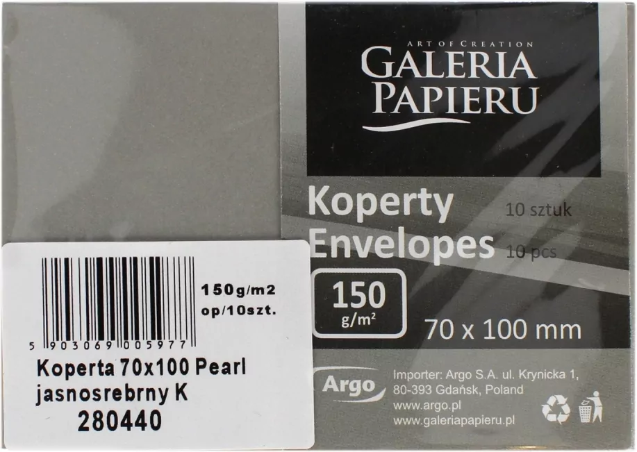 Koperty 70x100mm Pearl jasnosrebrne - tantis.pl