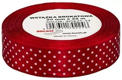 Wstążka satynowa w kropki. Ruda 25mmx22m - tantis.pl